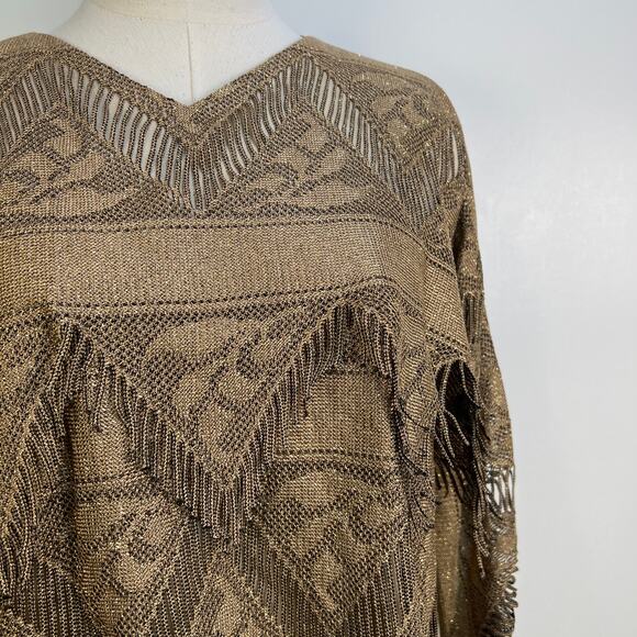 Vintage Damianou Gold Metallic Fringe 2 Piece Skirt Set - Picture 5 of 11